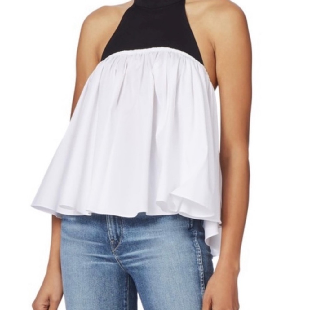 Caroline Constas White Halter Bow-Back Tank Top